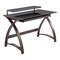 Lumisource Indoor Home Office Furniture Bentley Mid-Century Modern Office Desk In Dark Grey Wood And Black Glass